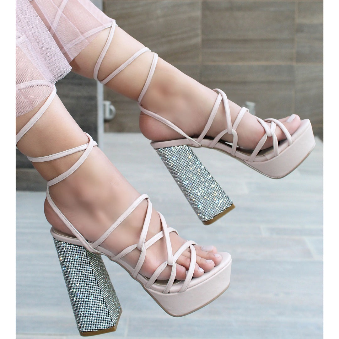 Sandalias nude hotsell tacon