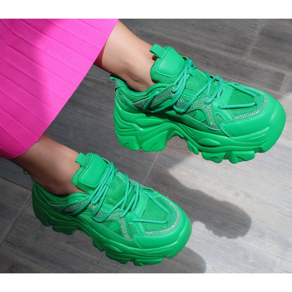 CHUNKY SNEAKERS VERDE CON PIEDRAS (MOD BERNESS)