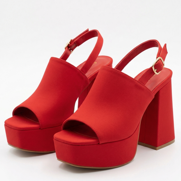 ZAPATILLAS PEEP TOE ROJAS DE TACÓN GRUESO Y PLATAFORMA (MOD 201)