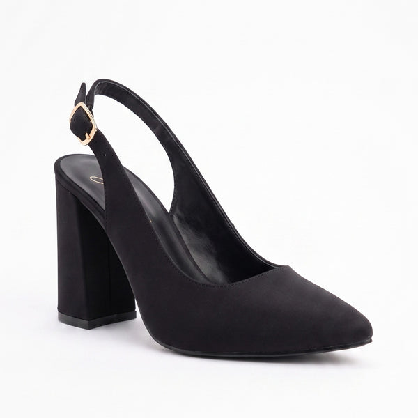 ZAPATILLA SLINGBACK NEGRA DE TACÓN GRUESO (MOD 4004)