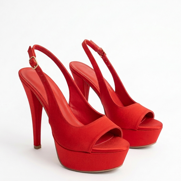 ZAPATILLA PEEP TOE ROJA DE TACÓN DE AGUJA (MOD 7113)