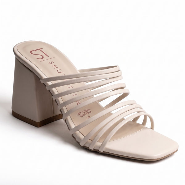 ZAPATILLA CÓMODA HUESO CON TIRAS Y TACÓN GRUESO (MOD 5040)
