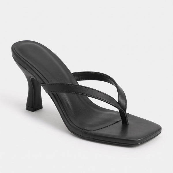 SANDALIAS NEGRAS DE PATA DE GALLO CON TACÓN BAJO (MOD EQUAL-02)