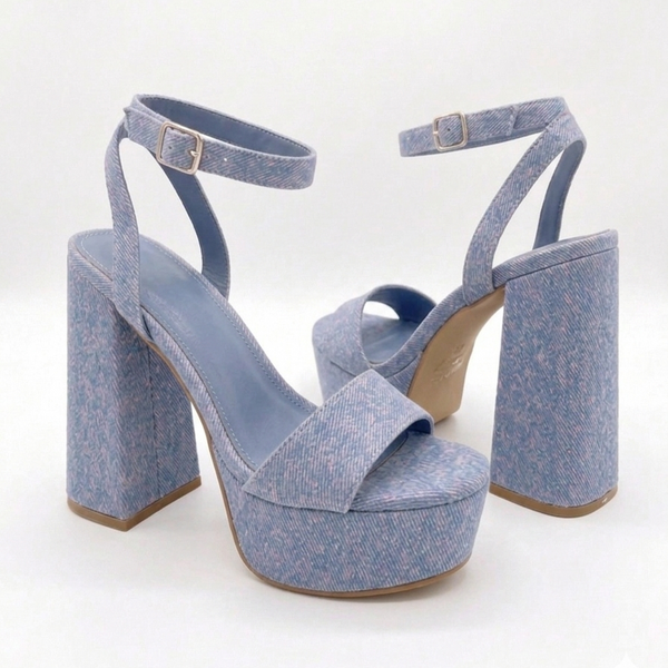 ZAPATILLA MEZCLILLA DE TACÓN ANCHO CON PLATAFORMA (MOD 1000)