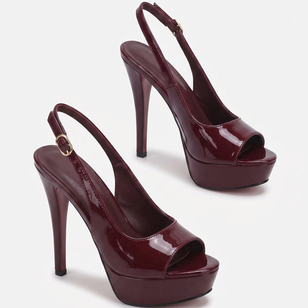 ZAPATILLA PEEP TOE VINO DE TACÓN DE AGUJA (MOD 7113)