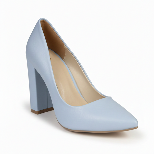 ZAPATILLA STILETTO CELESTE DE TACÓN GRUESO (MOD 4000)