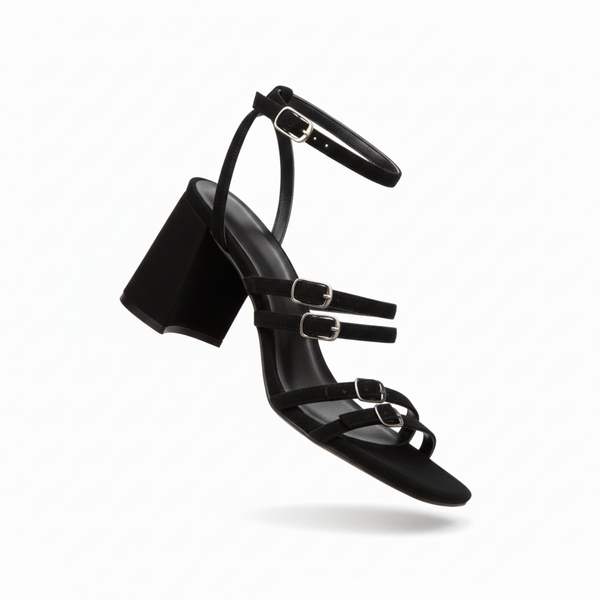 ZAPATILLAS NEGRAS DE TACÓN CON HEBILLAS (MOD 5024)