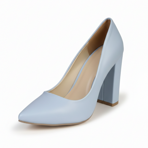 ZAPATILLA STILETTO CELESTE DE TACÓN GRUESO (MOD 4000)