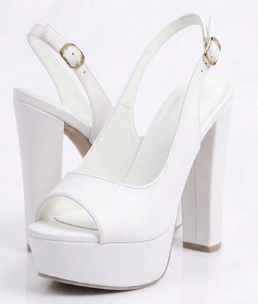 ZAPATILLA PEEP TOE BLANCA DE TACÓN GRUESO (MOD 7113)