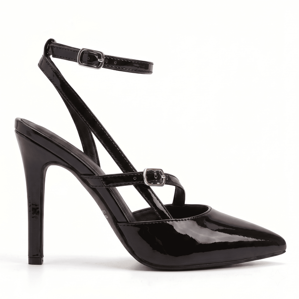 ZAPATILLA PUNTAL NEGRA DE TACÓN DE AGUJA CON HEBILLAS (MOD 4034)