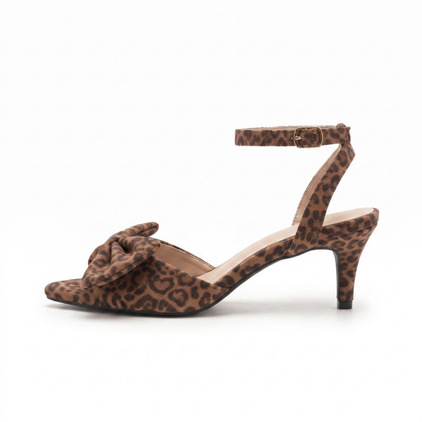 SANDALIA ANIMAL PRINT DE TACÓN DELGADO CON MOÑO Y PULSERA (MOD 3010)