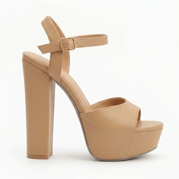 ZAPATILLA CAMEL DE TACÓN GRUESO CON PLATAFORMA (MOD 7147)