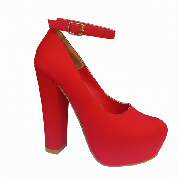ZAPATILLA ROJA CON TACÓN GRUESO Y PLATAFORMA (MOD 700)