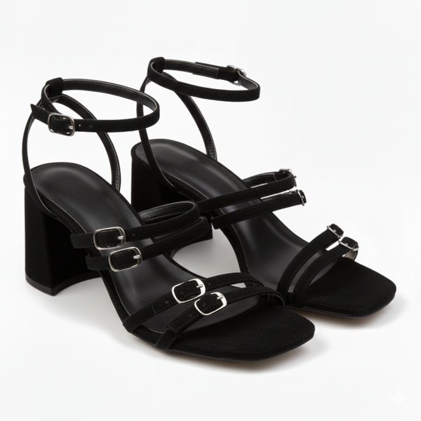 ZAPATILLAS NEGRAS DE TACÓN CON HEBILLAS (MOD 5024)