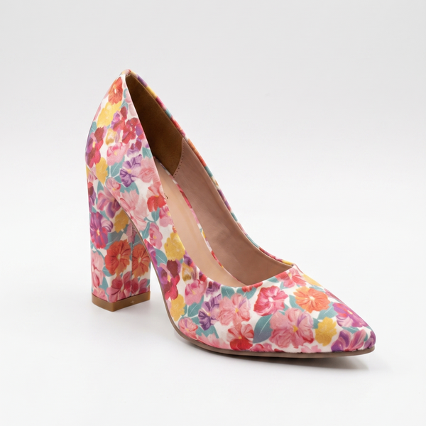ZAPATILLA CASUAL FLOREADA DE PUNTA TACÓN GRUESO (MOD 4000)