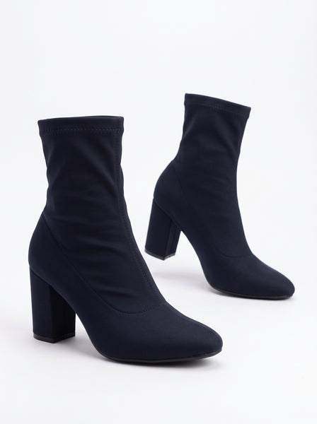 BOTÍN STRETCH NEGRO DE TACÓN GRUESO (MOD 1001)