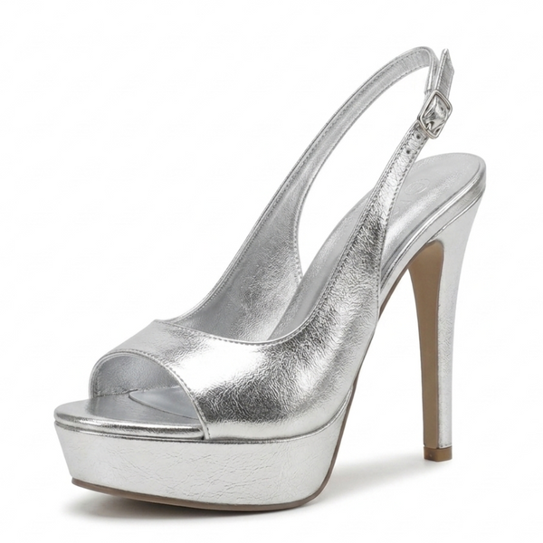 ZAPATILLA PEEP TOE PLATA DE TACÓN DE AGUJA (MOD 7113)