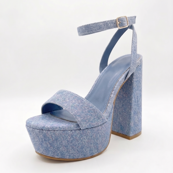 ZAPATILLA MEZCLILLA DE TACÓN ANCHO CON PLATAFORMA (MOD 1000)