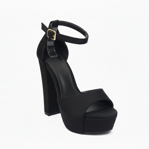 ZAPATILLAS NEGRAS CON TACÓN GRUESO Y PLATAFORMA 13CM (MOD 7145)