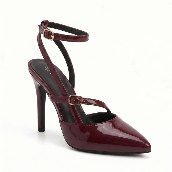 ZAPATILLA PUNTAL VINO DE TACÓN DE AGUJA CON HEBILLAS (MOD 4034)