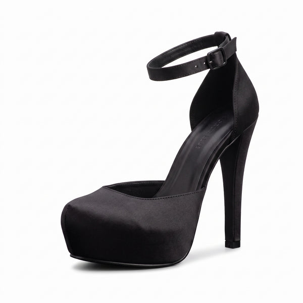 ZAPATILLA NEGRA DE TACÓN DE AGUJA CON PLATAFORMA (MOD 1002)