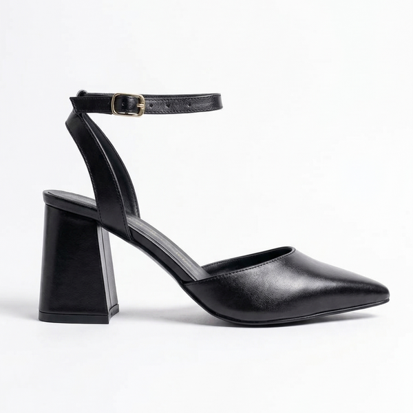 ZAPATILLA PUNTAL NEGRA DE TACÓN GRUESO (MOD 3007)