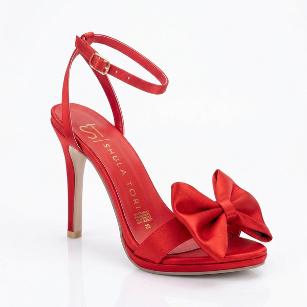 ZAPATILLA ROJA DE TACÓN DELGADO CON MOÑO (MOD 1167)