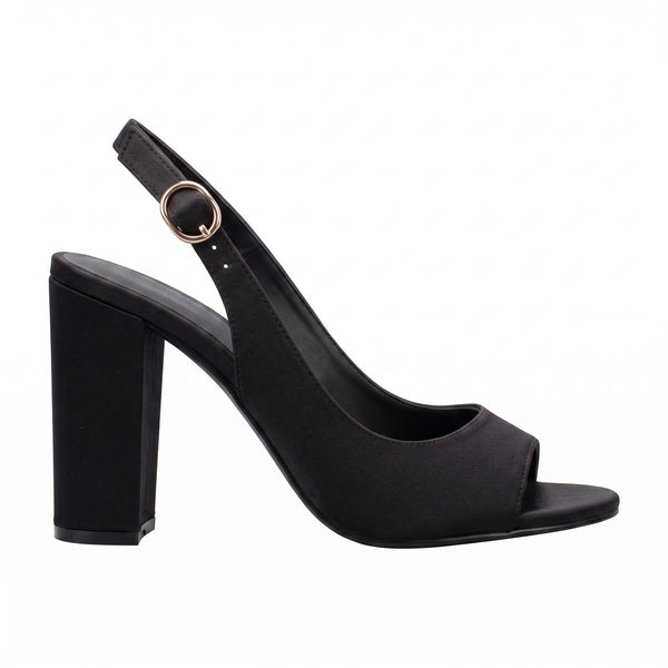 ZAPATILLA PEEP TOE NEGRA DE TACÓN GRUESO (MOD 7334)