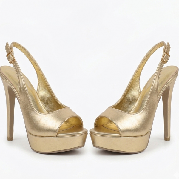 ZAPATILLA PEEP TOE ORO DE TACÓN DE AGUJA (MOD 7113)