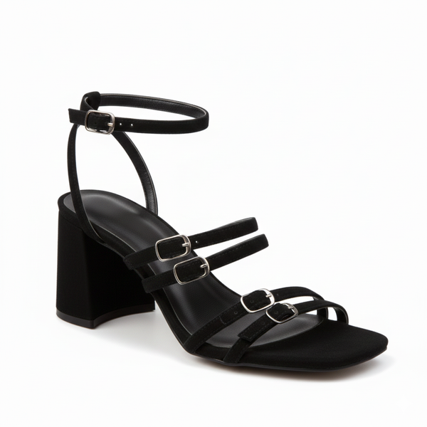 ZAPATILLAS NEGRAS DE TACÓN CON HEBILLAS (MOD 5024)