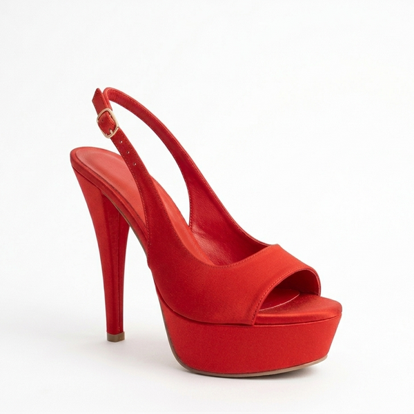 ZAPATILLA PEEP TOE ROJA DE TACÓN DE AGUJA (MOD 7113)