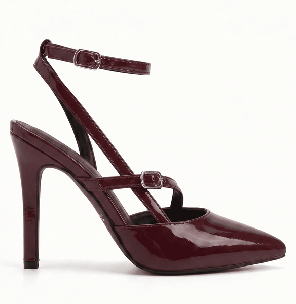 ZAPATILLA PUNTAL VINO DE TACÓN DE AGUJA CON HEBILLAS (MOD 4034)