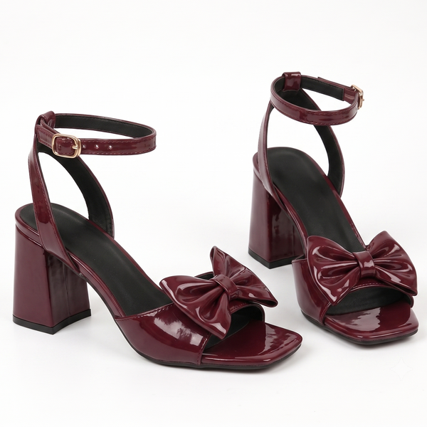 ZAPATILLA CÓMODA VINO CON TACÓN ANCHO Y MOÑO (MOD 5021)