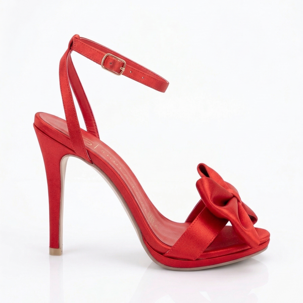ZAPATILLA ROJA DE TACÓN DELGADO CON MOÑO (MOD 1167)