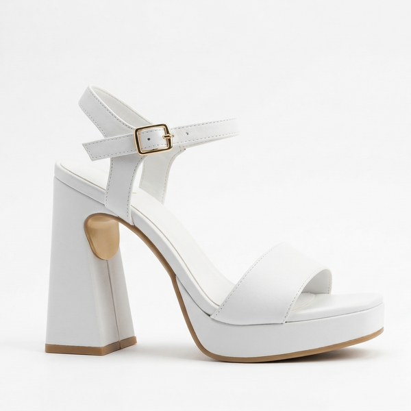 ZAPATILLA BLANCA DE TACÓN GRUESO CON PLATAFORMA (MOD 2154)