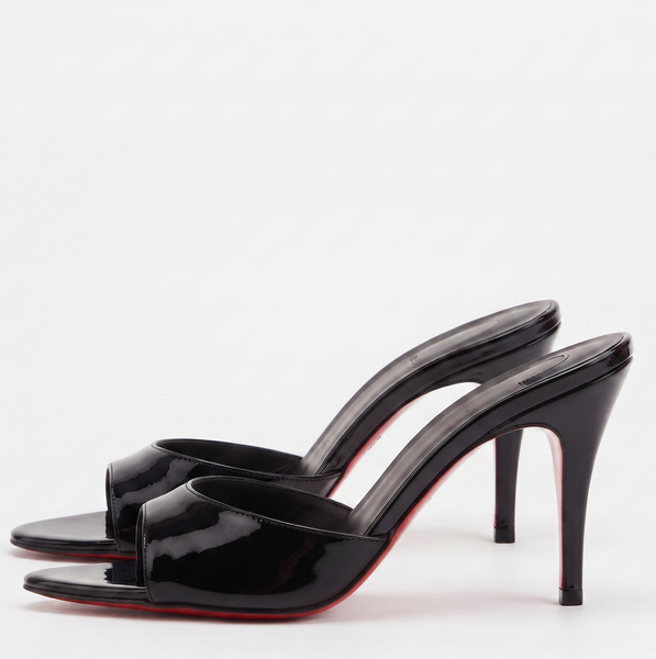 SANDALIA PUNTAL NEGRA CON SUELA ROJA DE TACÓN DE AGUJA (MOD 3008)