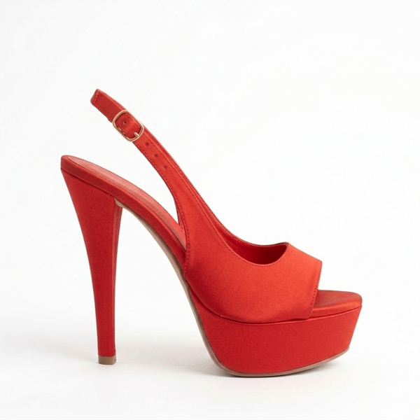 ZAPATILLA PEEP TOE ROJA DE TACÓN DE AGUJA (MOD 7113)