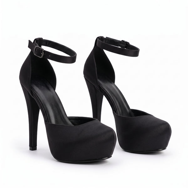 ZAPATILLA NEGRA DE TACÓN DE AGUJA CON PLATAFORMA (MOD 1002)