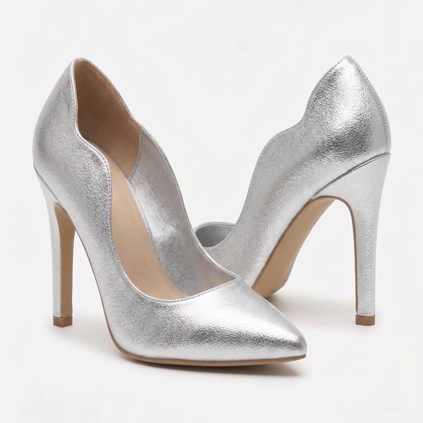 ZAPATILLA STILLETTO PLATA CON TACÓN DELGADO (MOD 4001)