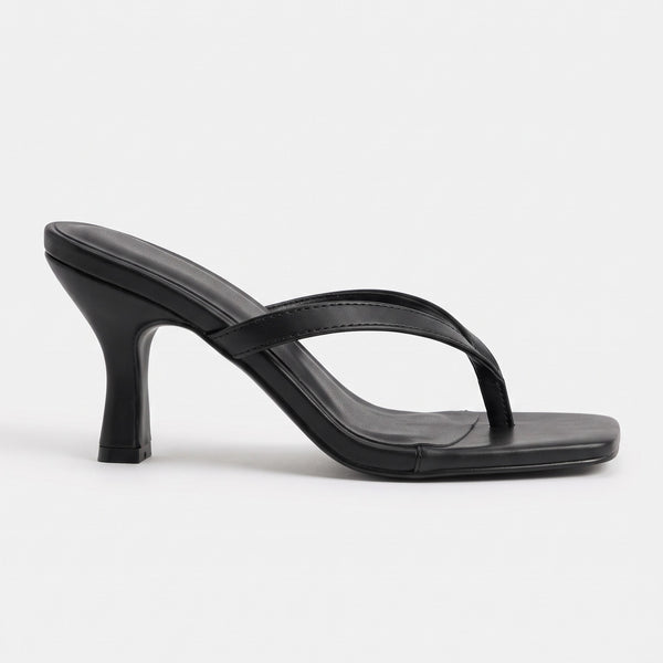 SANDALIAS NEGRAS DE PATA DE GALLO CON TACÓN BAJO (MOD EQUAL-02)