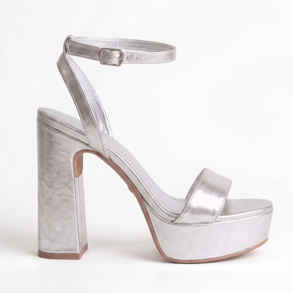ZAPATILLA PLATA DE TACÓN ANCHO CON PLATAFORMA (MOD 1001)