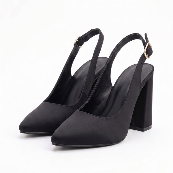 ZAPATILLA SLINGBACK NEGRA DE TACÓN GRUESO (MOD 4004)