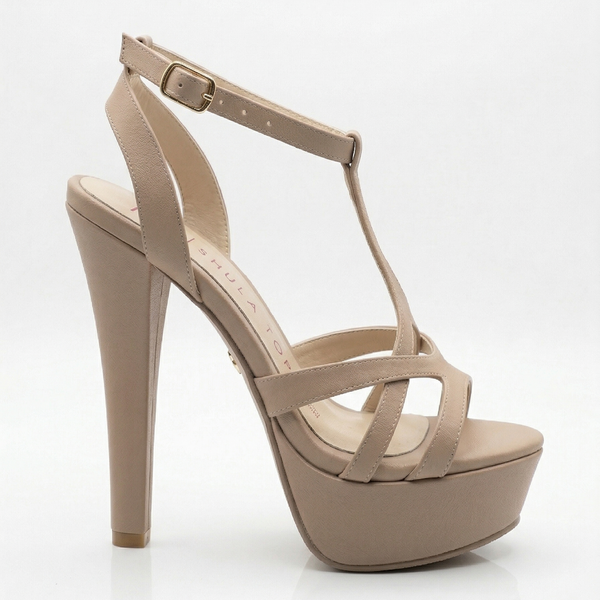 ZAPATILLA BEIGE DE TACÓN DELGADO CON PLATAFORMA (MOD 7174)