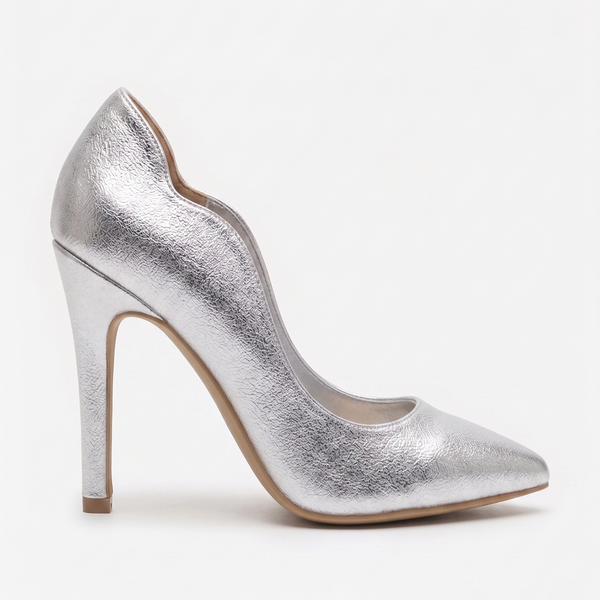 ZAPATILLA STILLETTO PLATA CON TACÓN DELGADO (MOD 4001)