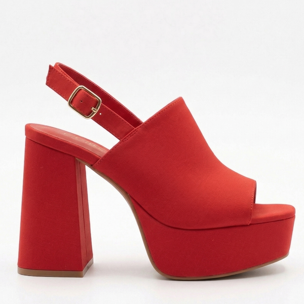 ZAPATILLAS PEEP TOE ROJAS DE TACÓN GRUESO Y PLATAFORMA (MOD 201)