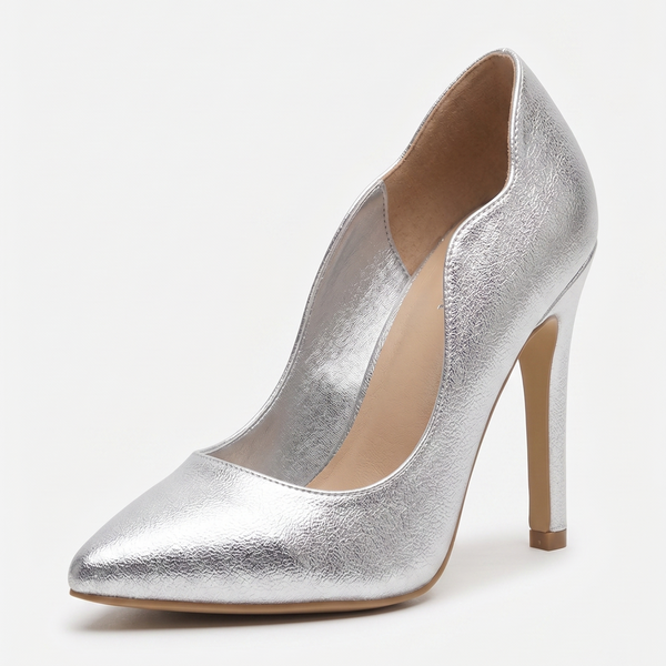 ZAPATILLA STILLETTO PLATA CON TACÓN DELGADO (MOD 4001)