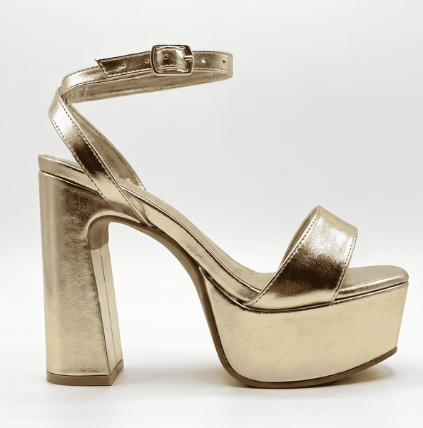 ZAPATILLA ORO DE TACÓN ANCHO CON PLATAFORMA (MOD 1001)