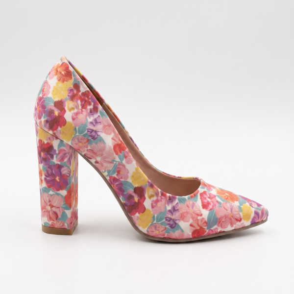 ZAPATILLA CASUAL FLOREADA DE PUNTA TACÓN GRUESO (MOD 4000)