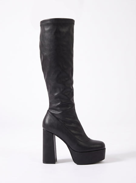 BOTA NEGRA TIPO BRATZ CON TACÓN GRUESO Y PLATAFORMA (MOD 230)