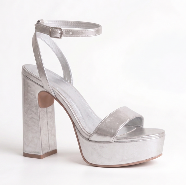 ZAPATILLA PLATA DE TACÓN ANCHO CON PLATAFORMA (MOD 1001)